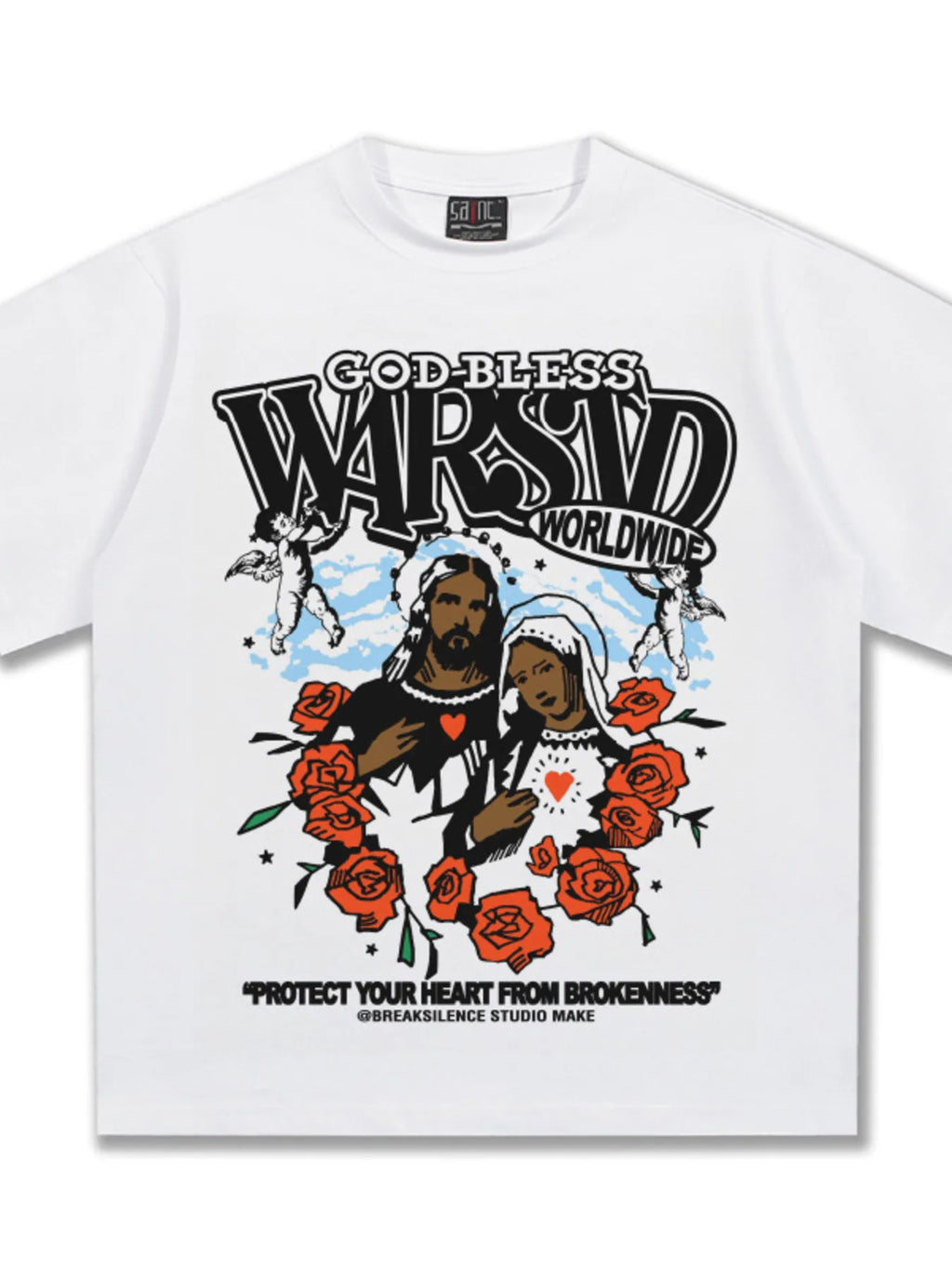 men's men's god-bless graphic print vintage wash t-shirt - extra view