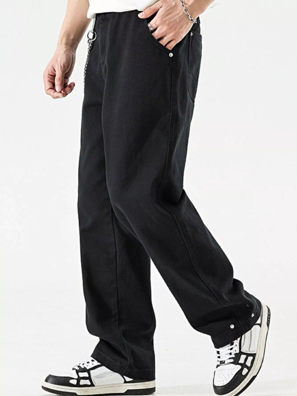 men's men's wide leg jeans - close-up detail