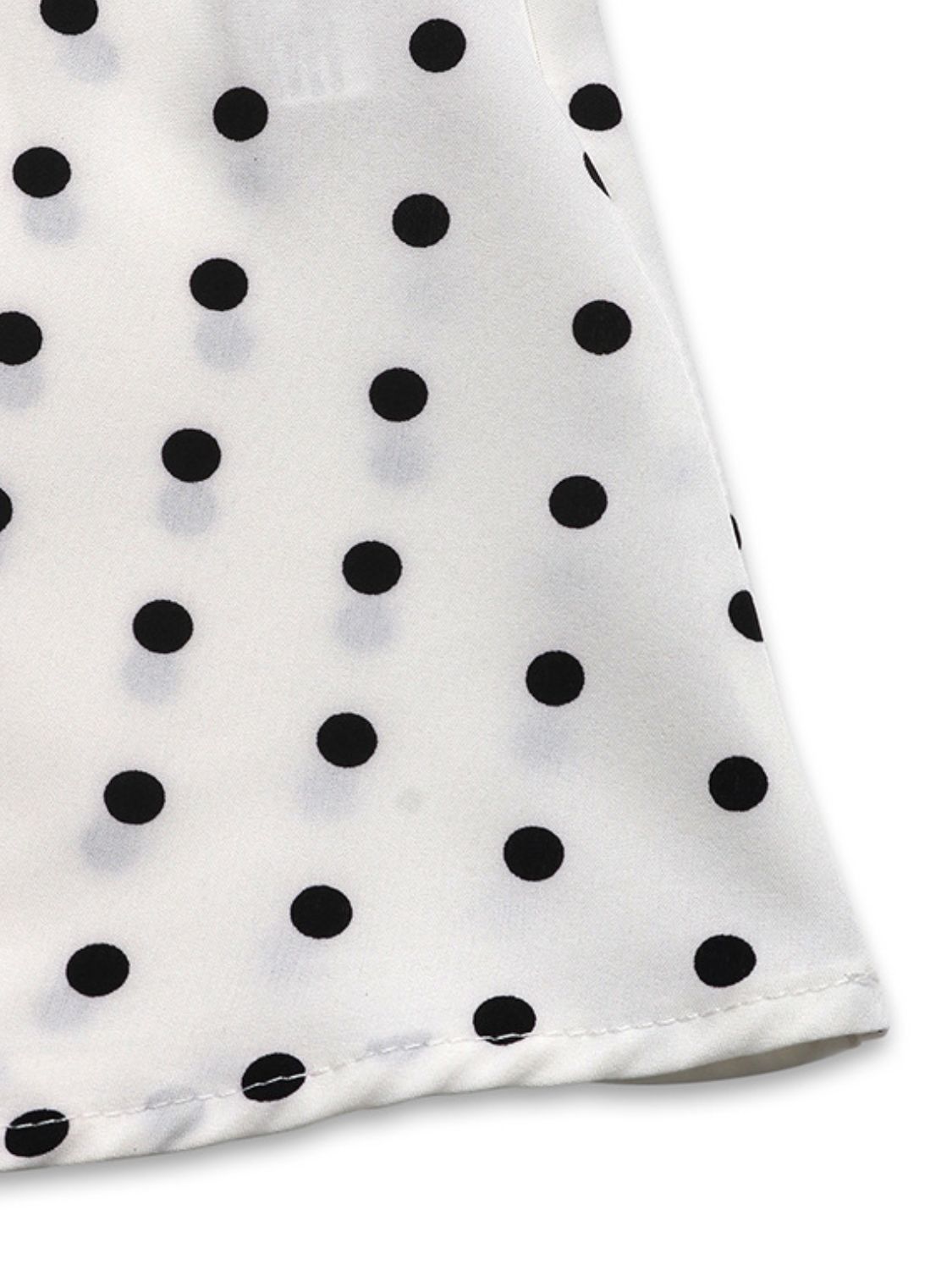 Perfee Bow Front Polka Dot Sleeveless Midi Dress