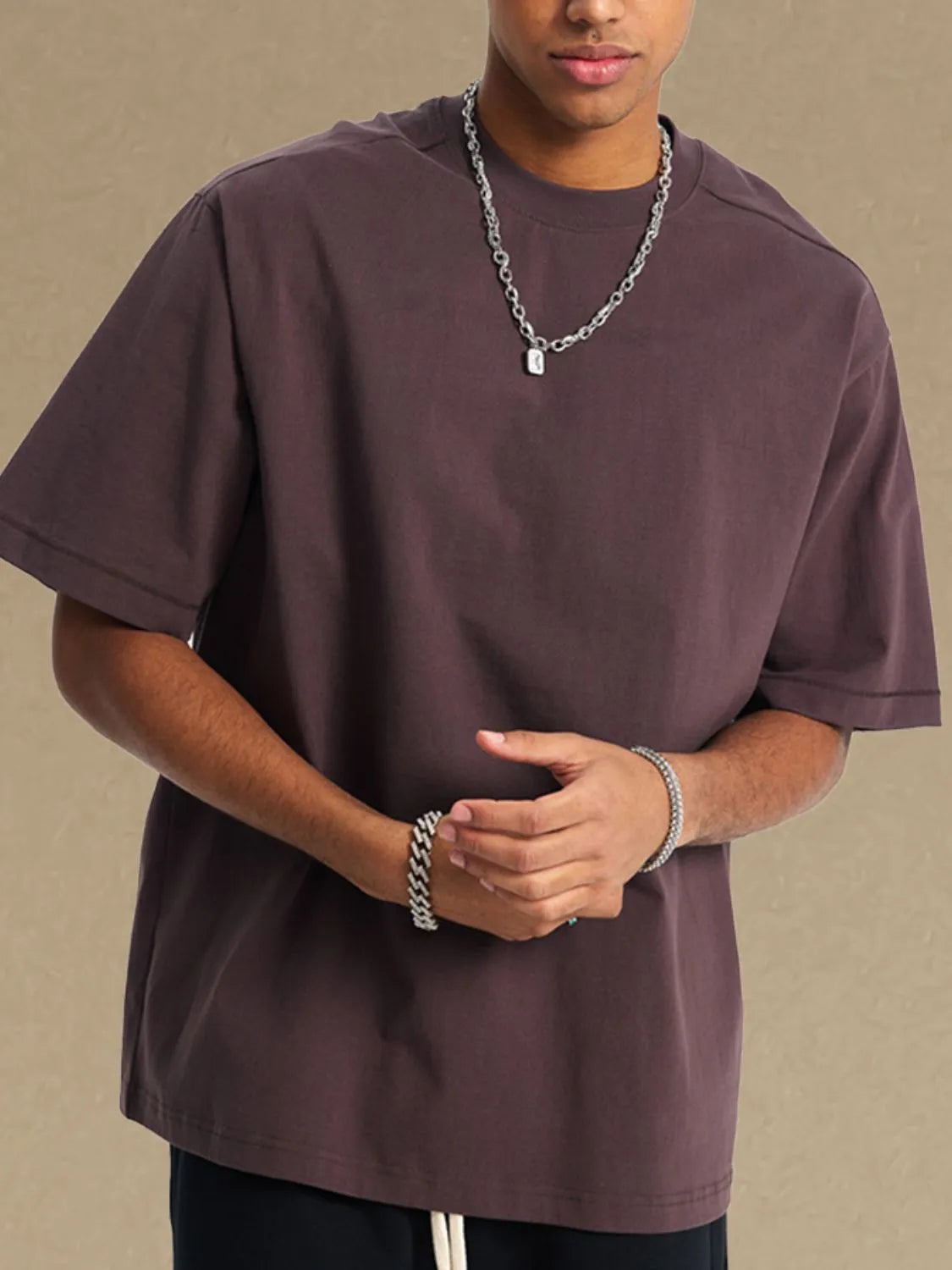 Men's Round Neck Half Sleeve T-Shirt Mauve