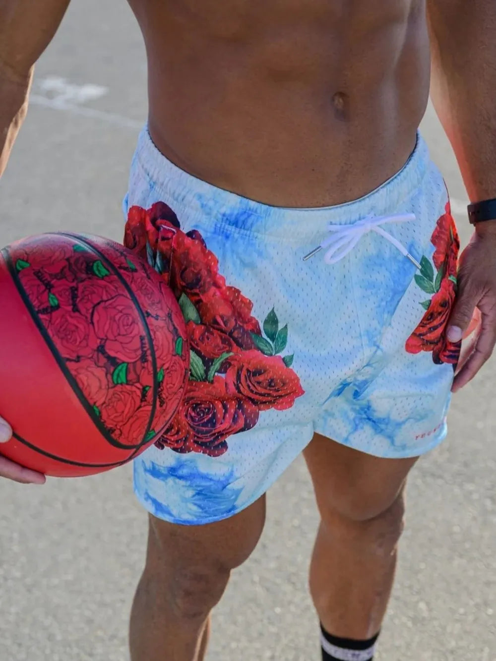 Men's Plus Size Drawstring Printed Shorts