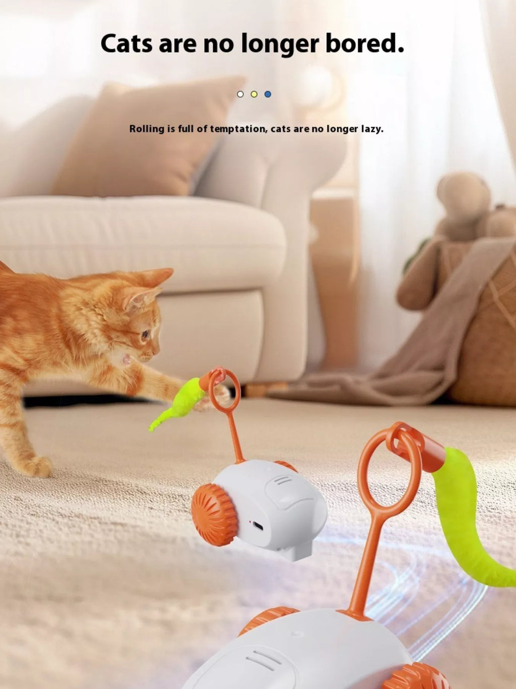 interactive self-rotating pet teaser toy - front view