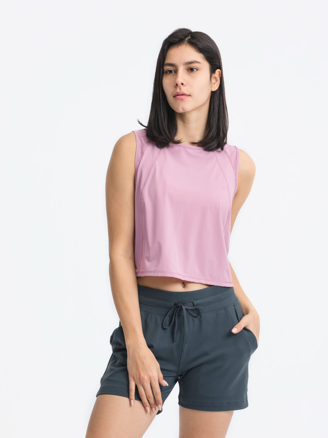 Millennia Round Neck Cropped Active Tank