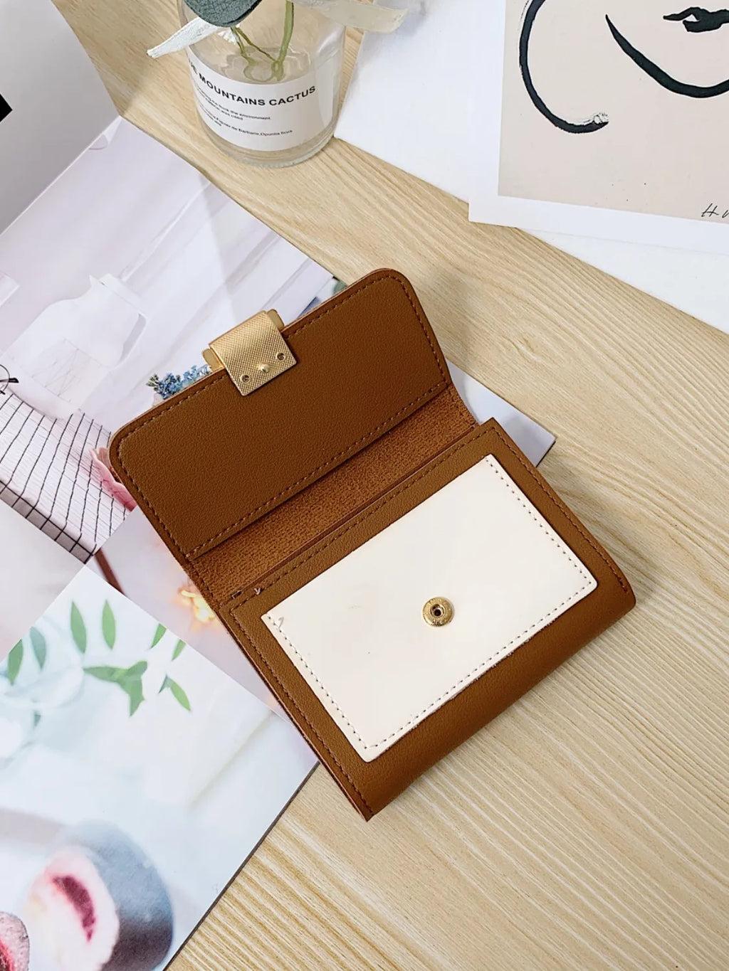 Contrast PU Leather Wallet