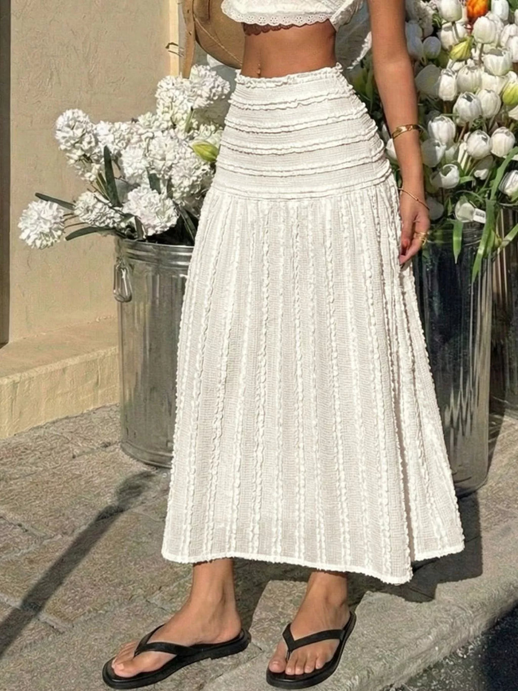 women's textured a-line midi skirt - product detail