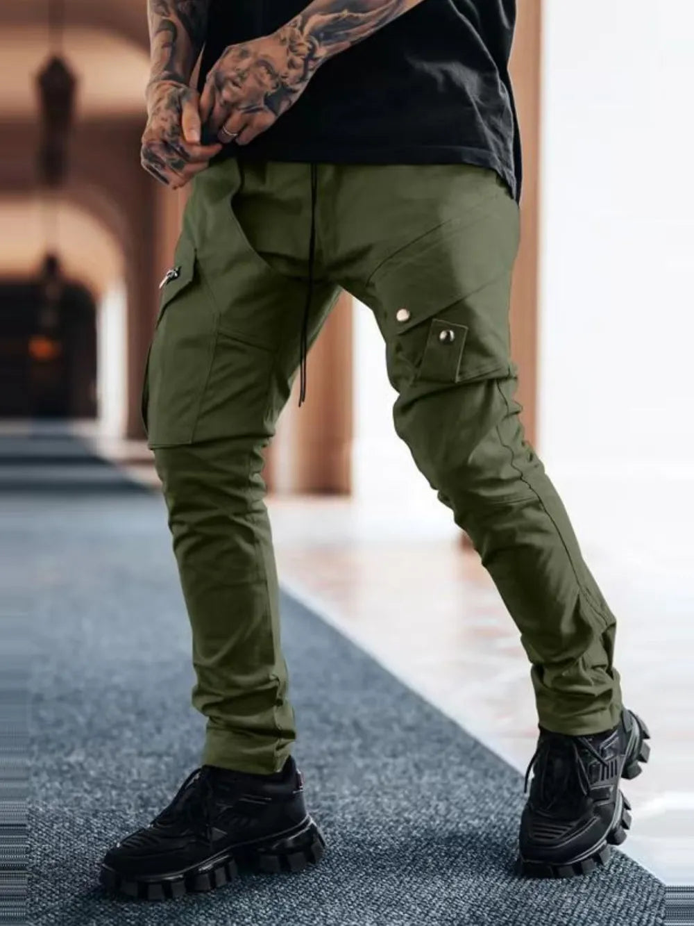 Men's Plus Size Slim Fit Pants Army Green