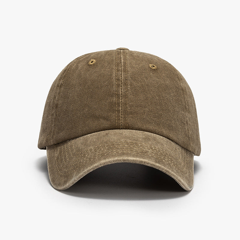 Washed Curved-Brim Baseball Cap Coffee Brown One Size