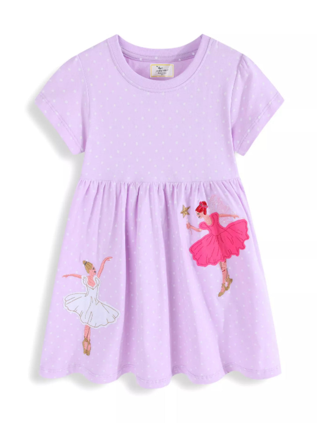women's children's ballerina embroidered round neck dress - alternate angle