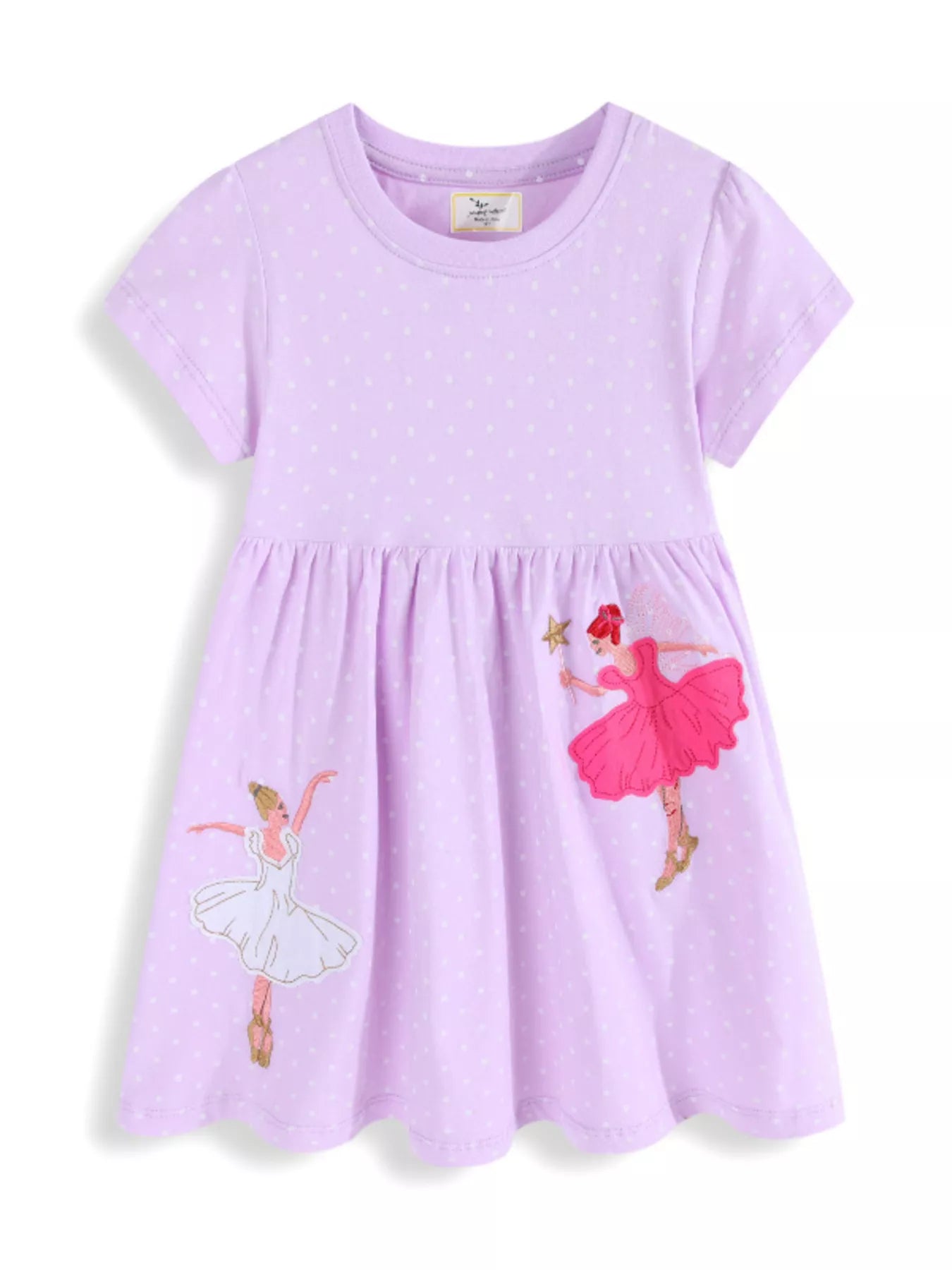women's children's ballerina embroidered round neck dress - alternate angle
