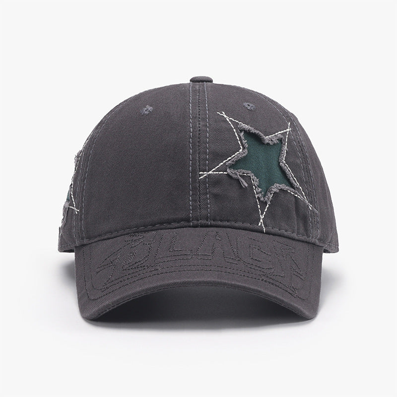 Adjustable Star Raw Hem Cap Dark Gray One Size