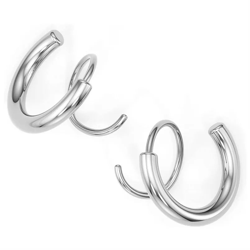 Stainless Steel Spiral Earrings Silver One Size