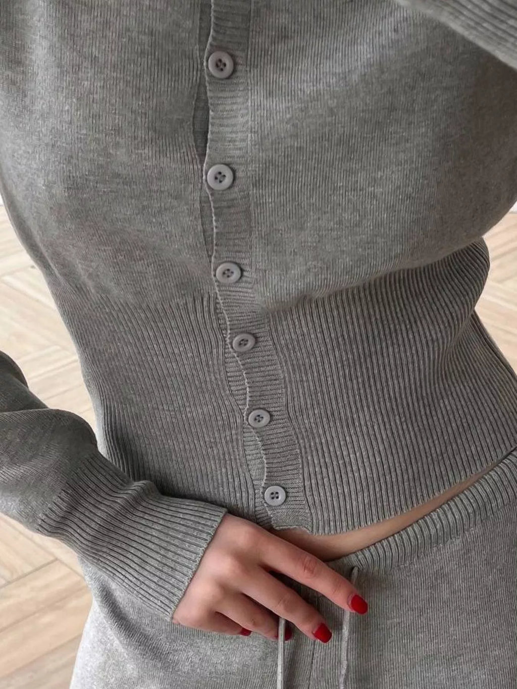 women's button up cardigan and pants knit set - additional image