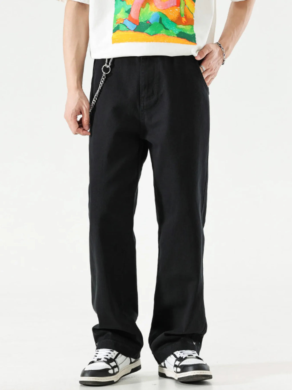 men's men's wide leg jeans - styled view