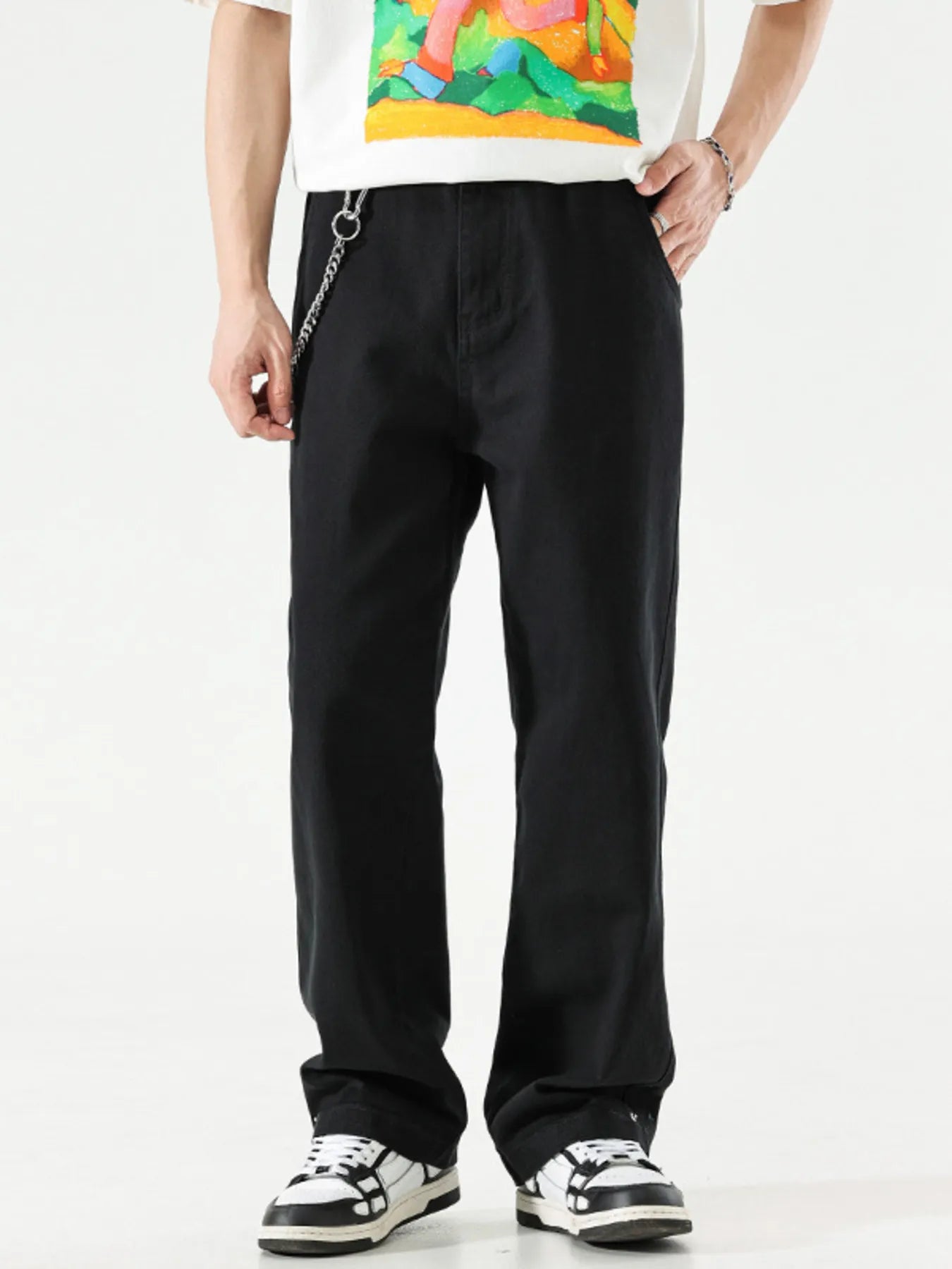 men's men's wide leg jeans - styled view