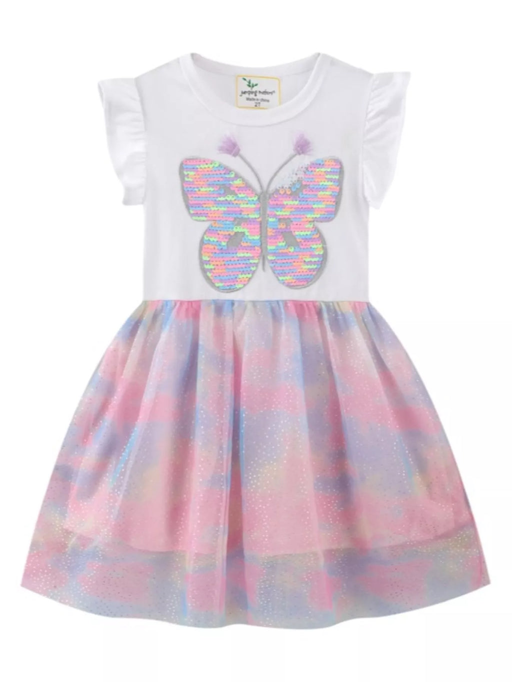 women's children's butterfly sequin tutu dress - styled view