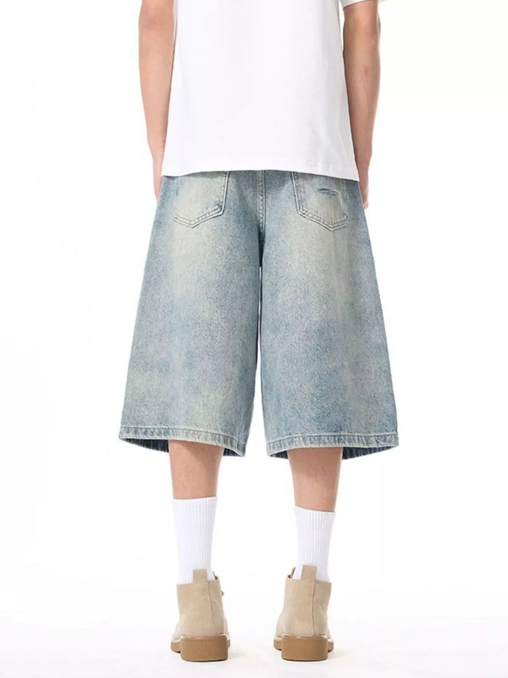 men's men's plus size distressed washed demin shorts - extra view