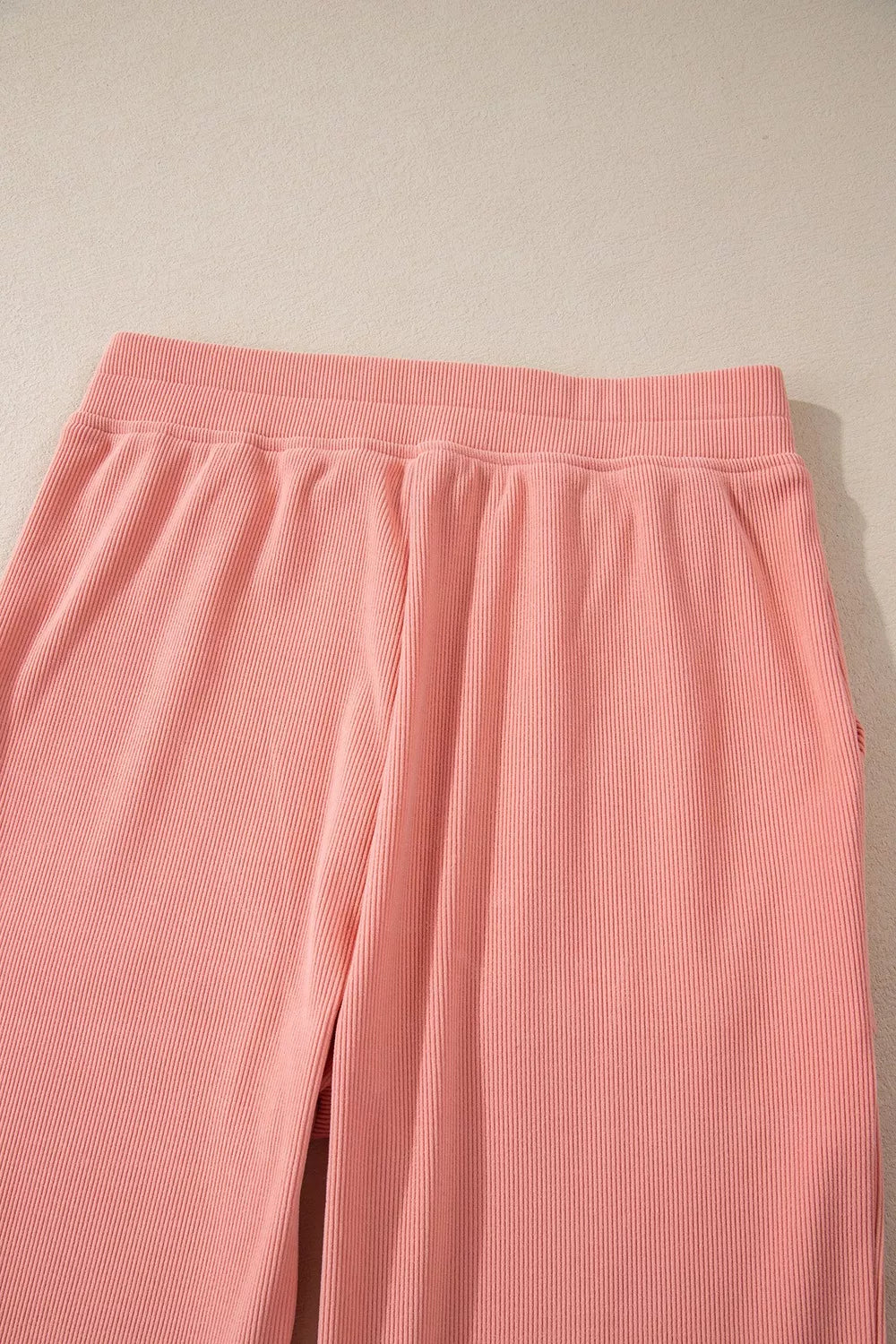 women's ribbed round neck top and pants set - product detail