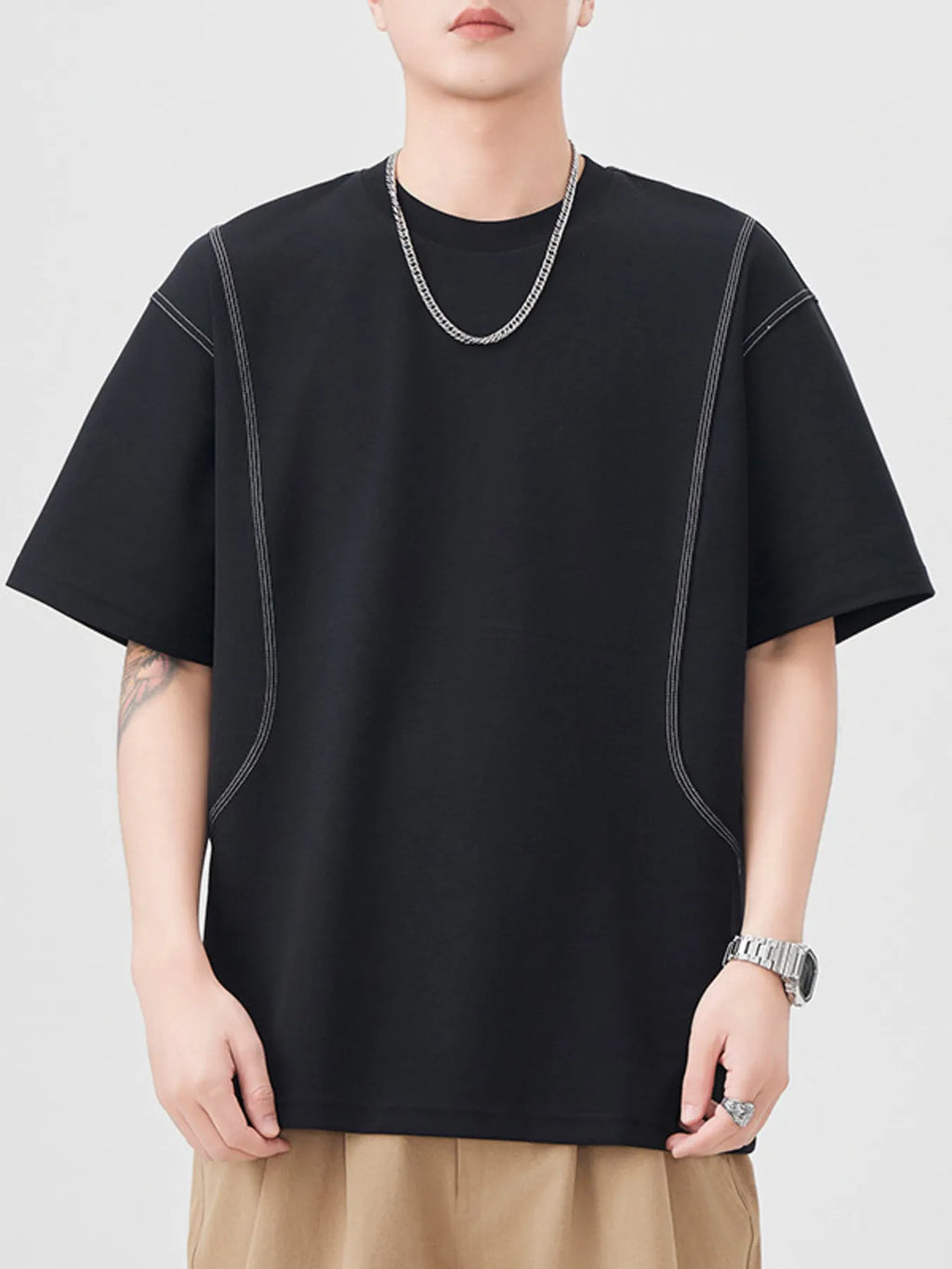 men's men's plus size round neck relaxed fit t-shirt - product showcase