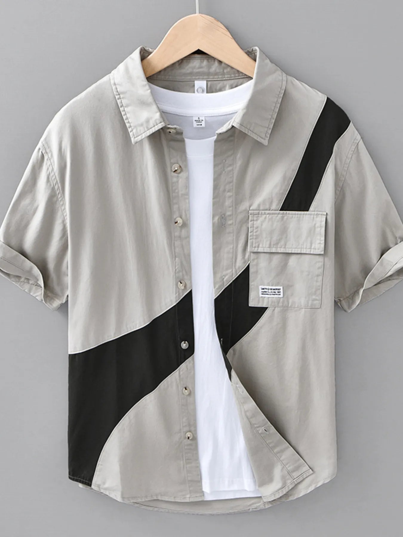 men's men's plus size casual color block short sleeve shirt - main product image