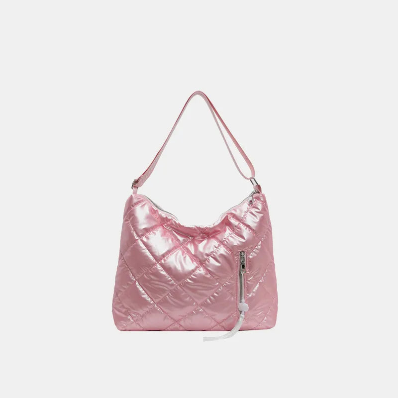 Quilted Nylon Travel Bag Pink One Size