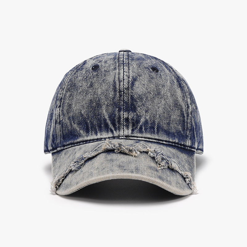 Fringe Adjustable Cotton Baseball Cap Indigo One Size