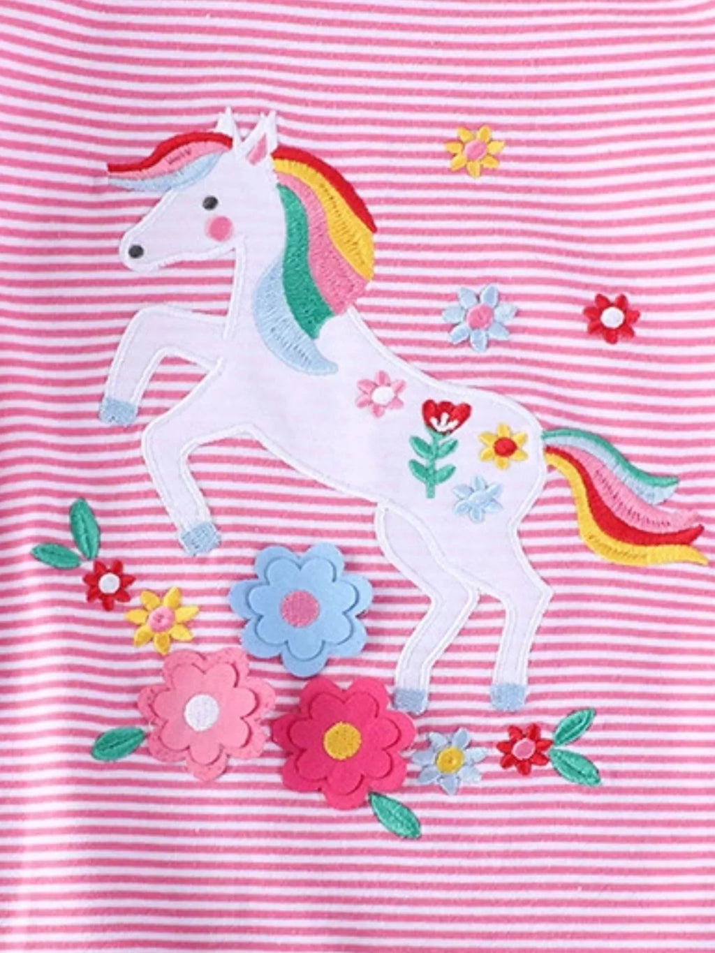 women's c=children's unicorn ruffle sleeve striped t-shirt - styling option
