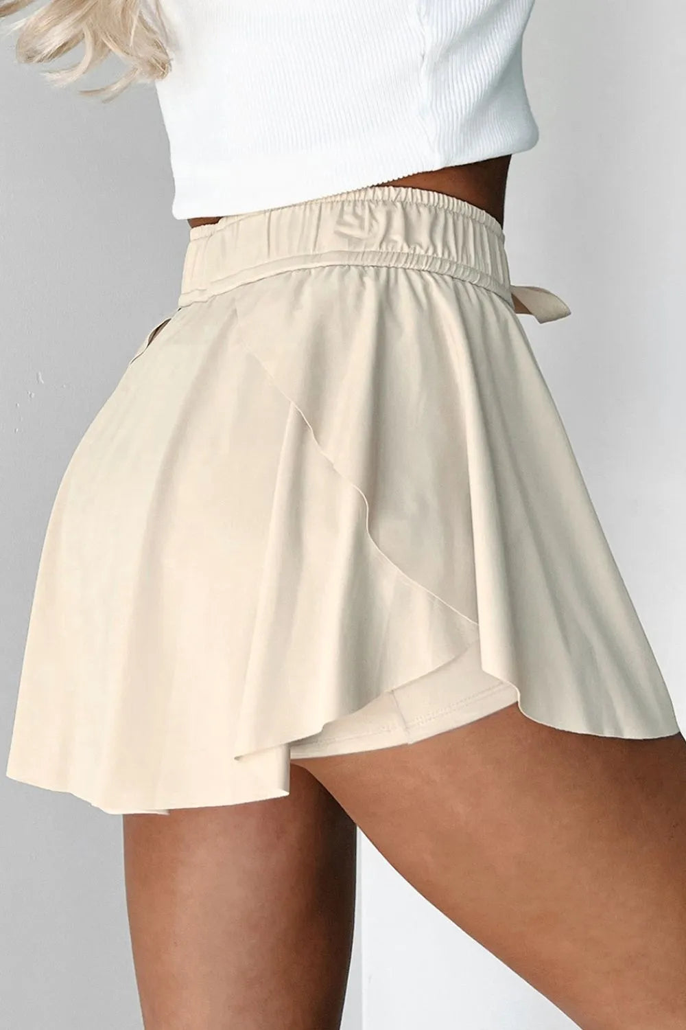 women's drawstring high waist lined active skorts - additional image