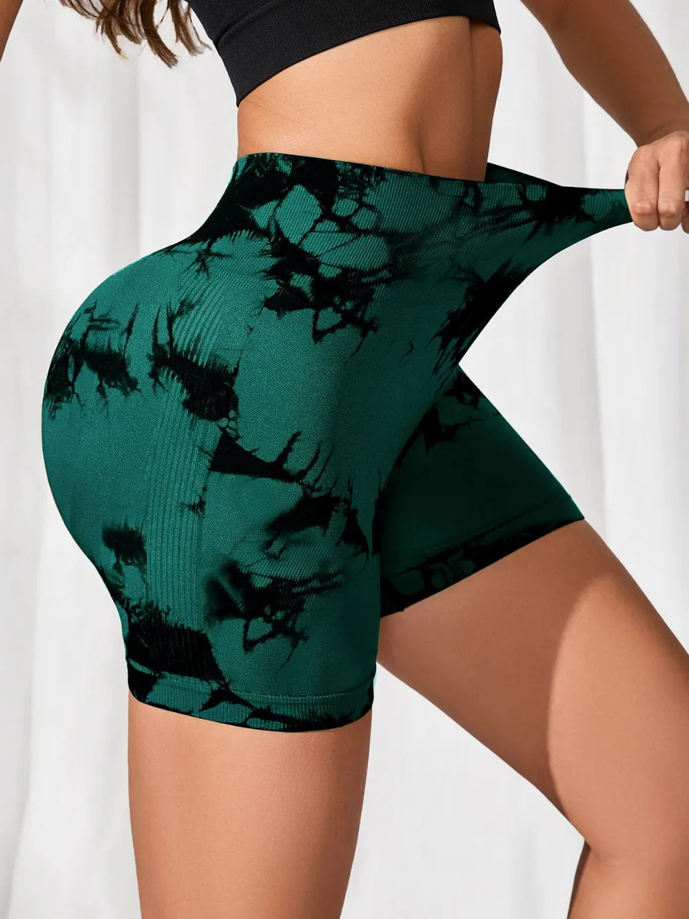 women's tie-dye high waist active shorts - main product image