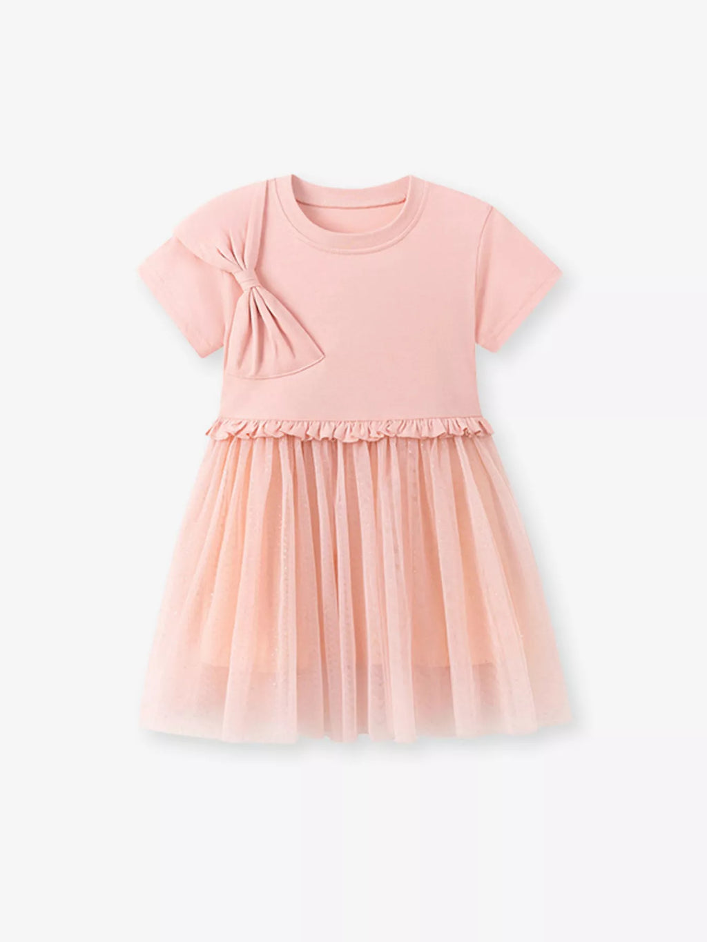 women's children's bow short sleeve dress - side view