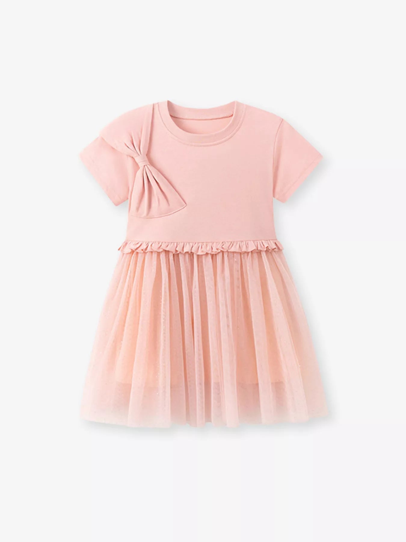 women's children's bow short sleeve dress - side view