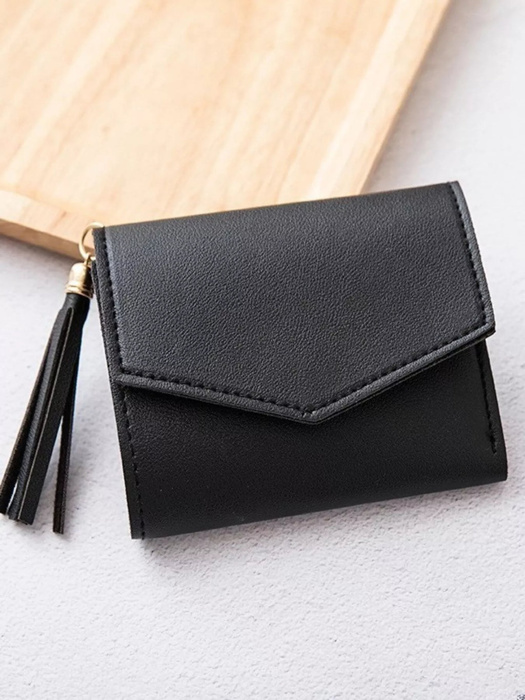 pu leather tassel wallet - styled view