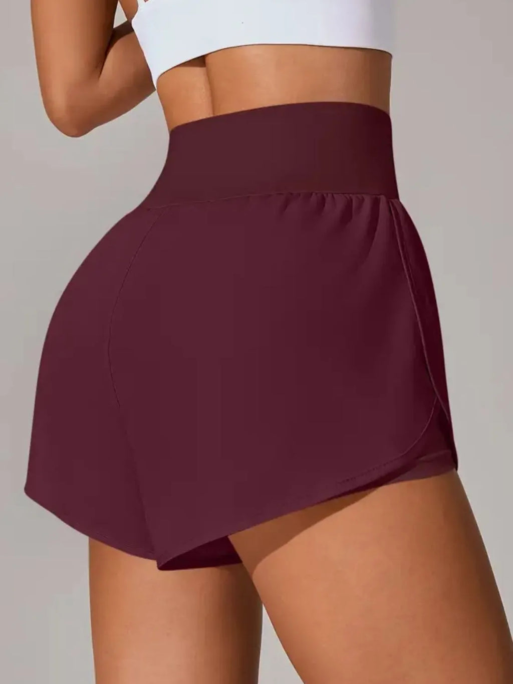 women's pocketed high waist active shorts - extra view