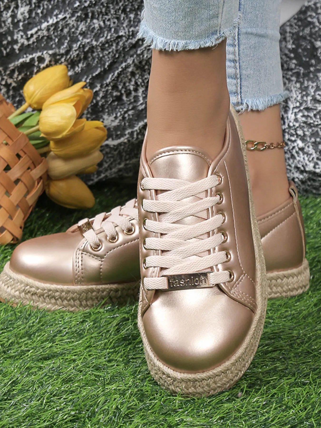 women's round toe platform sneakers - lifestyle shot