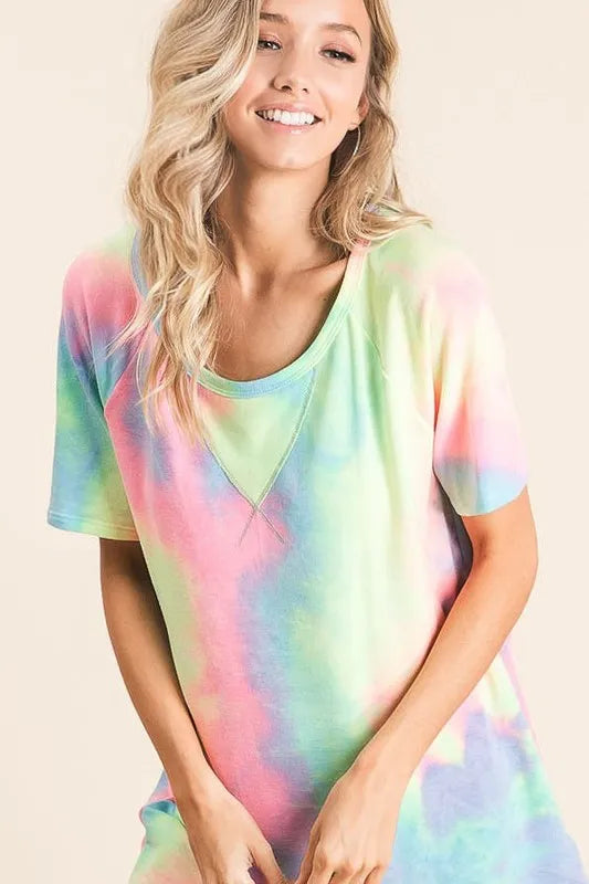 women's bibi tie dye french terry print top - additional image