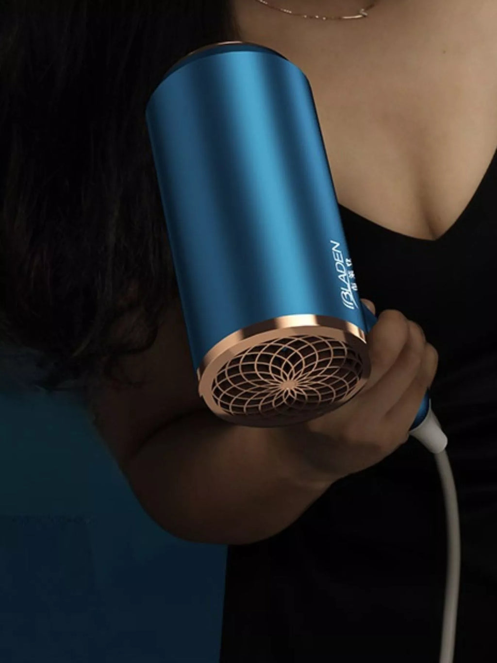multi-speed household hair dryer - back view