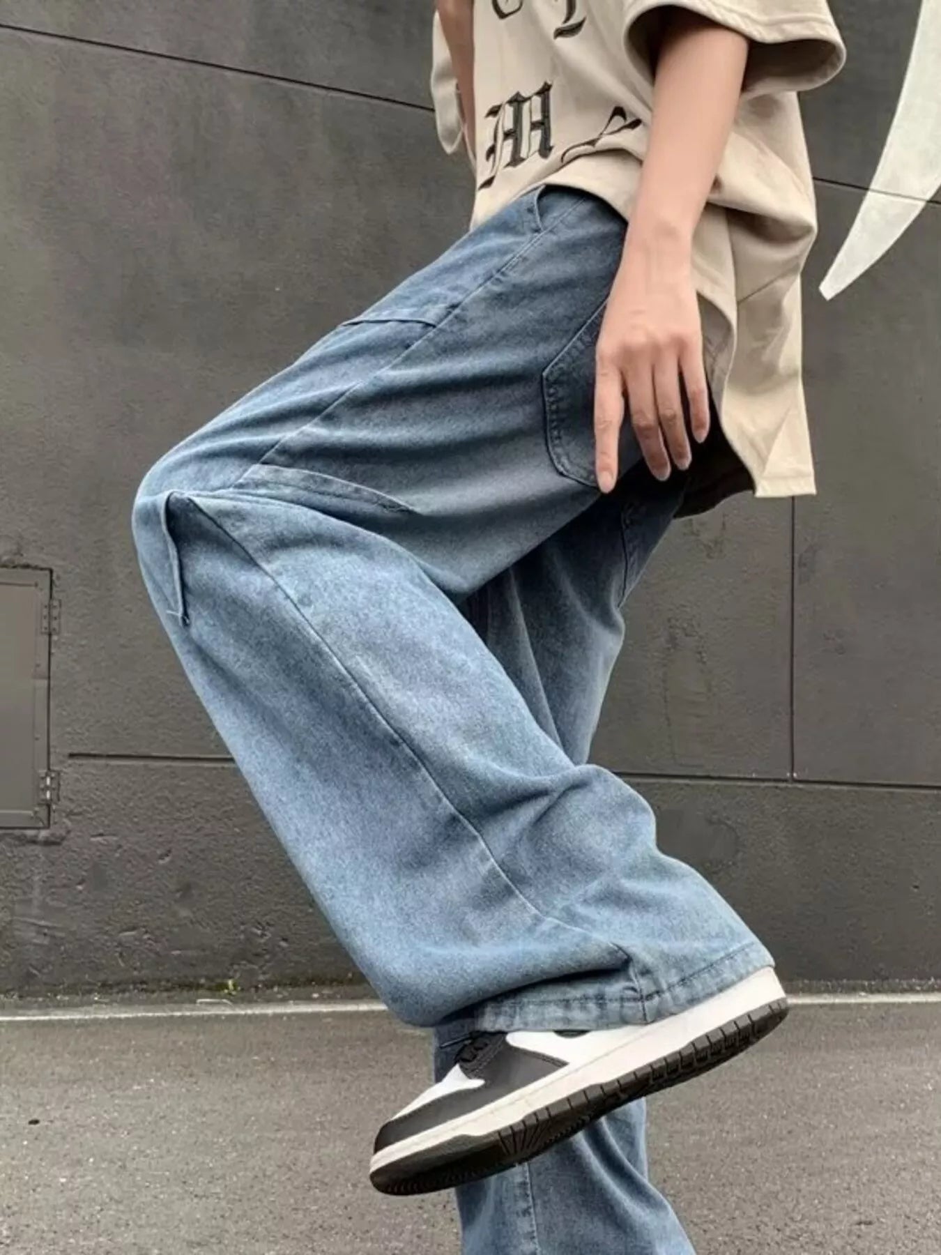 men's men's full size loose fit jeans plus size - back view