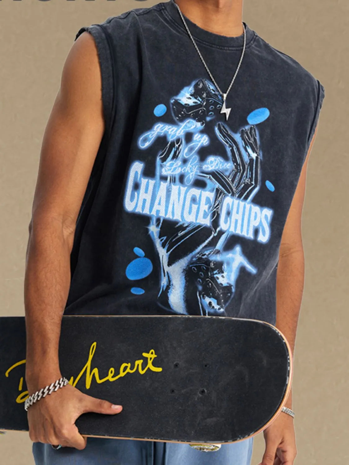 men's graphic round neck tank men’s short-sleeve top
