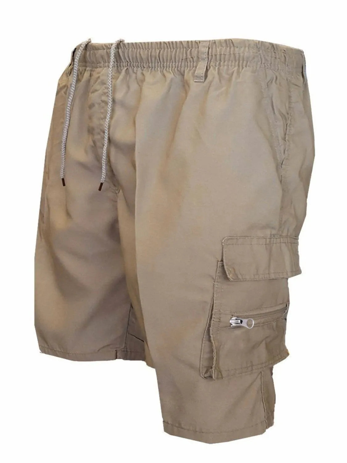Men's Plus Size Drawstring Shorts with Cargo Pockets Khaki