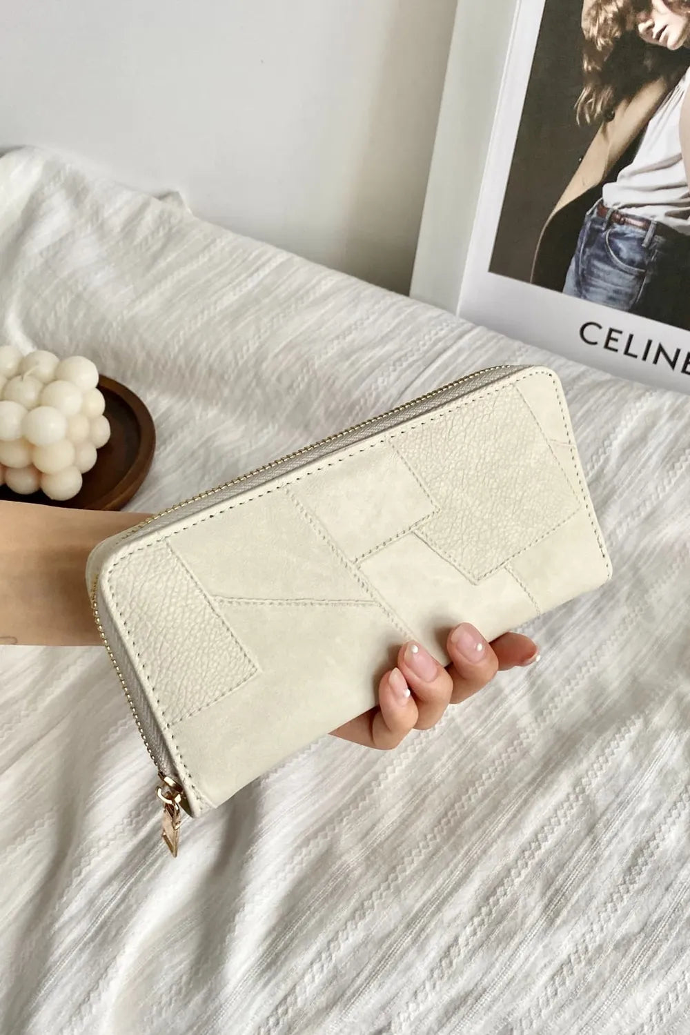 PU Leather Mulit-Interlayer Wallet Beige One Size