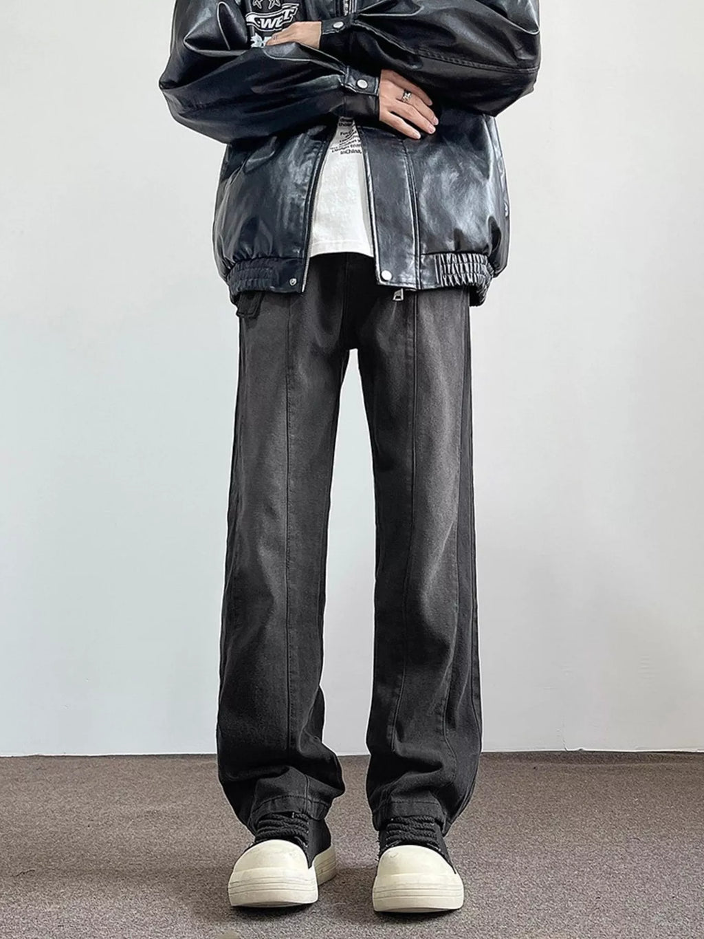 men's men's full size vintage wash wide leg jeans plus size - product showcase