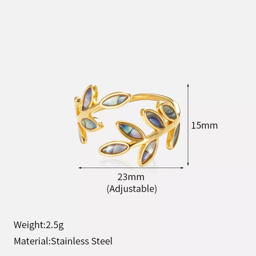 women's 18k gold-plated resin leaf bypass ring - additional image