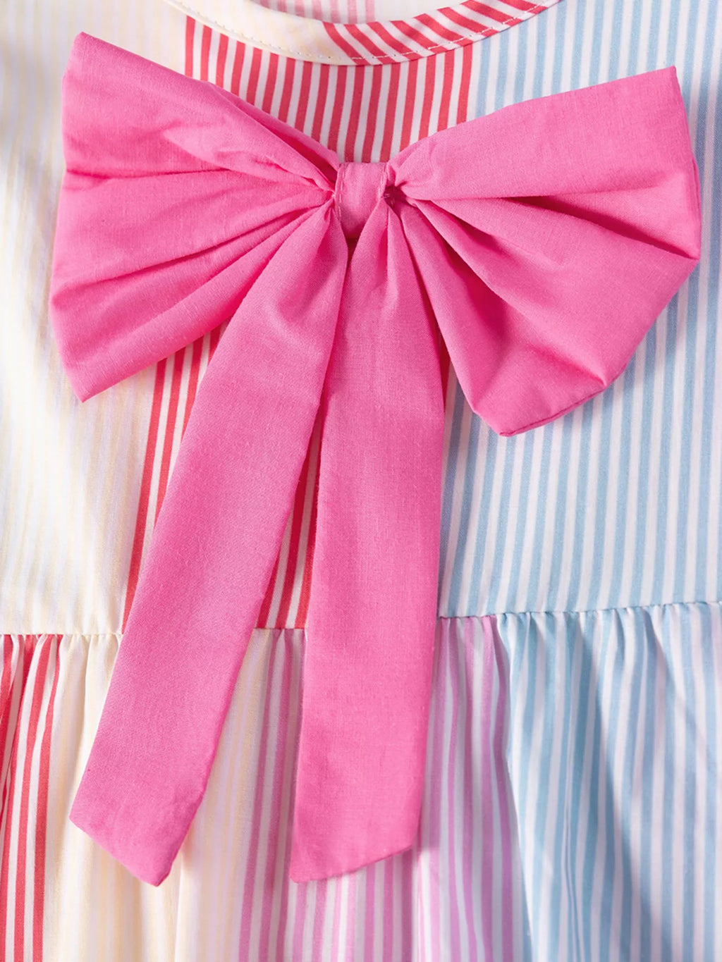 women's children's striped ruffle sleeve casual dress - styling option