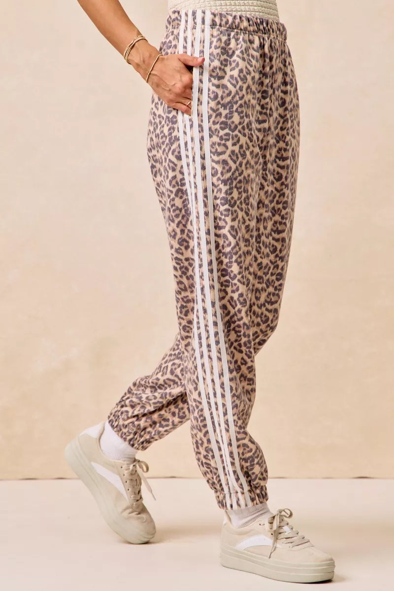 women's bibi side lines leopard track pants - back view