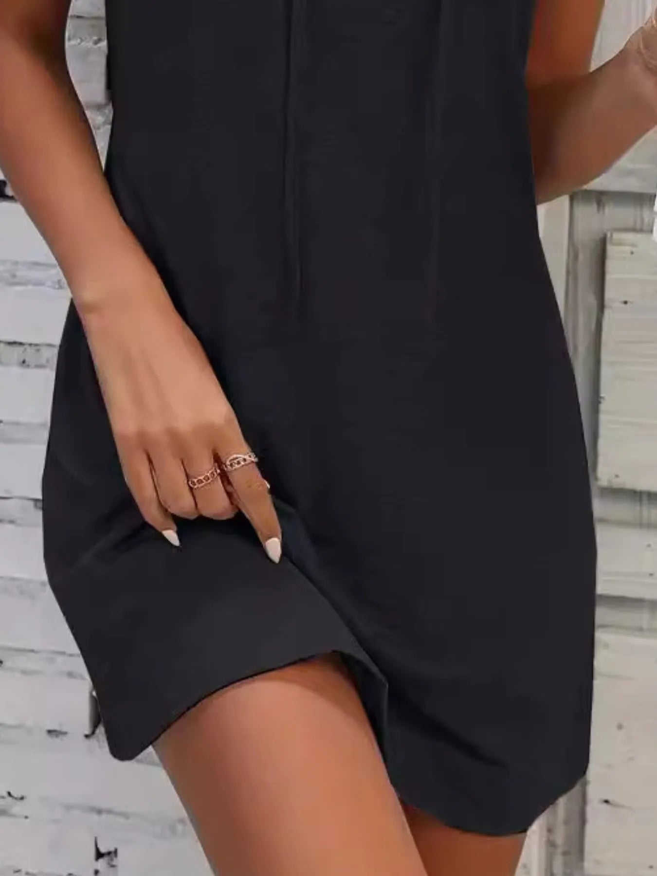Full Size Drawstring Casual Sleeveless Hooded Mini Dress Plus Size