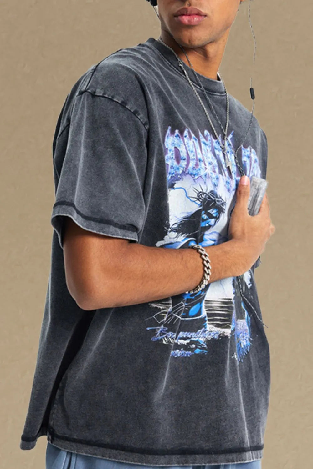 men's round neck half sleeve graphic t-shirt men’s casual tee