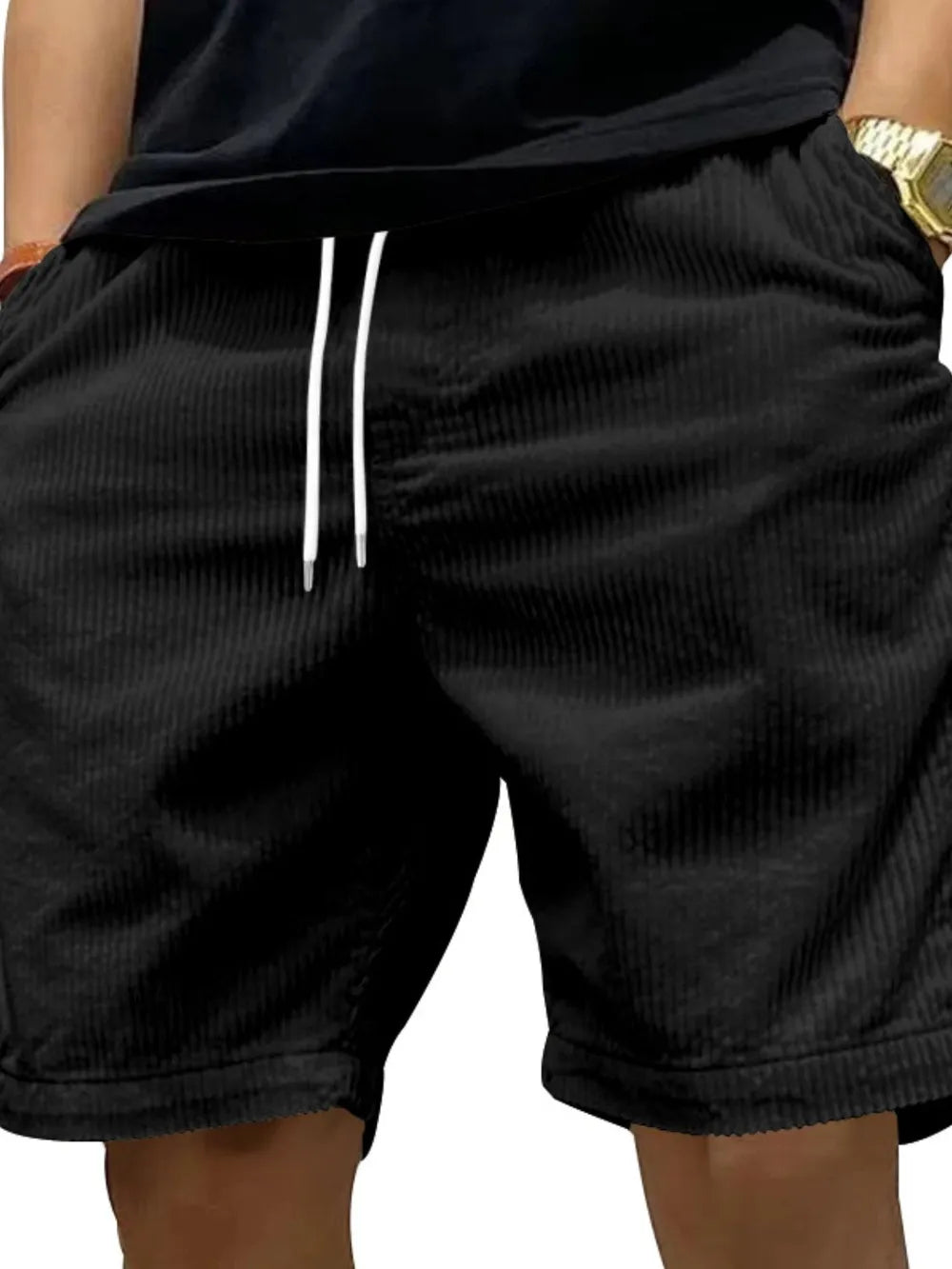 Men's Drawstring Shorts with Pockets Black
