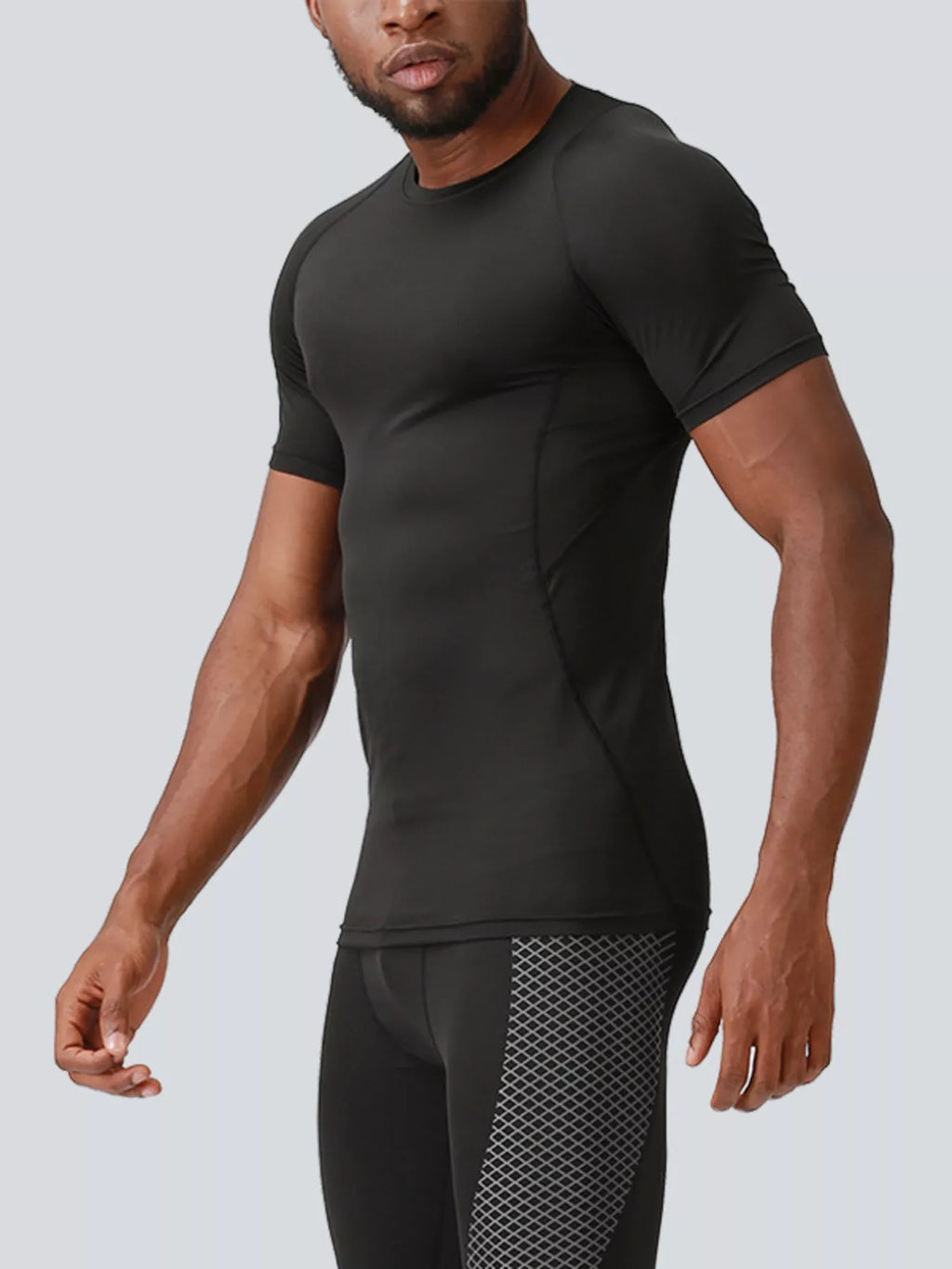 men's men's full size round neck solid color active t-shirt plus size - side view