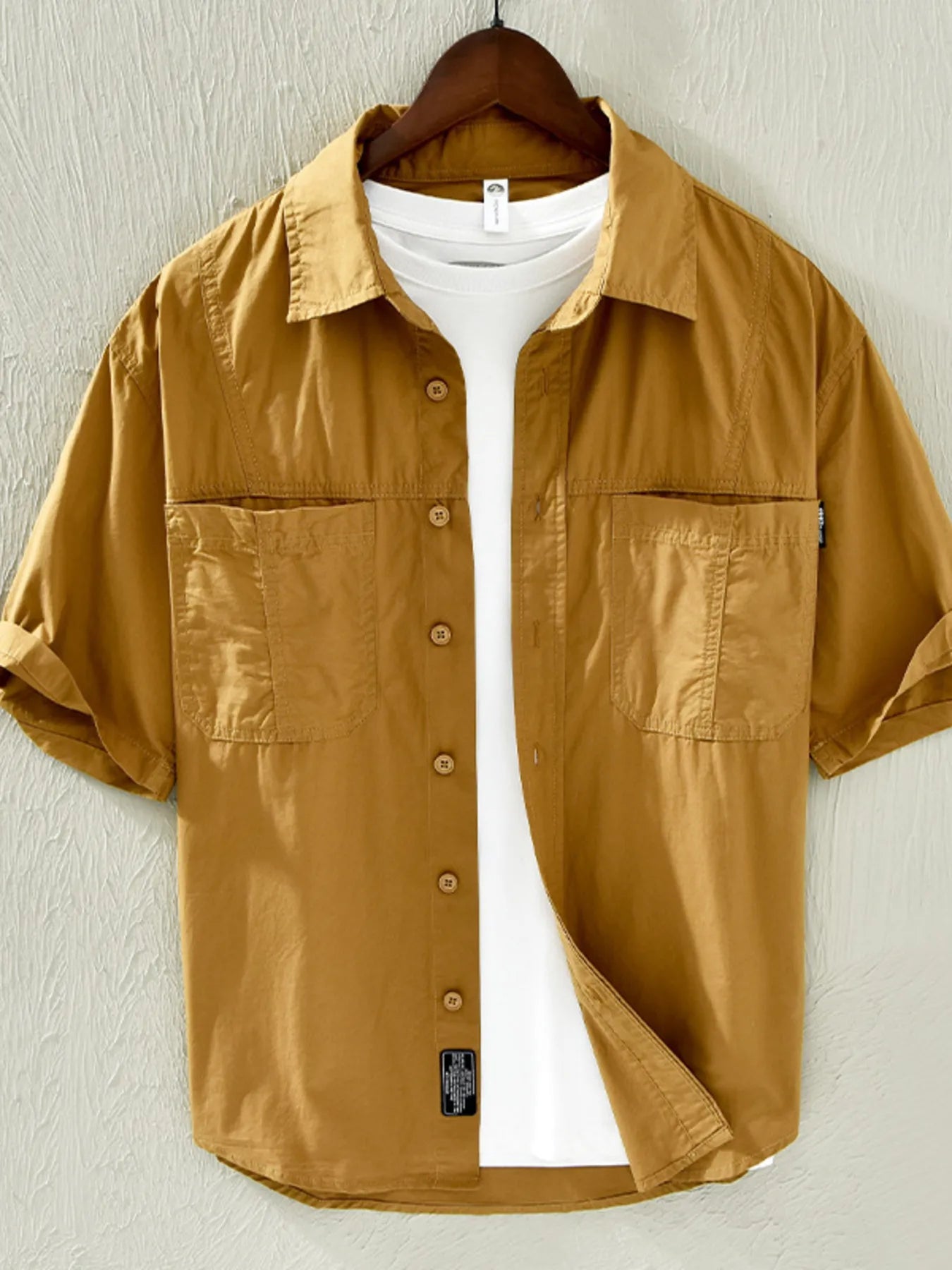 men's men's plus size casual short sleeve button-down shirt - product showcase