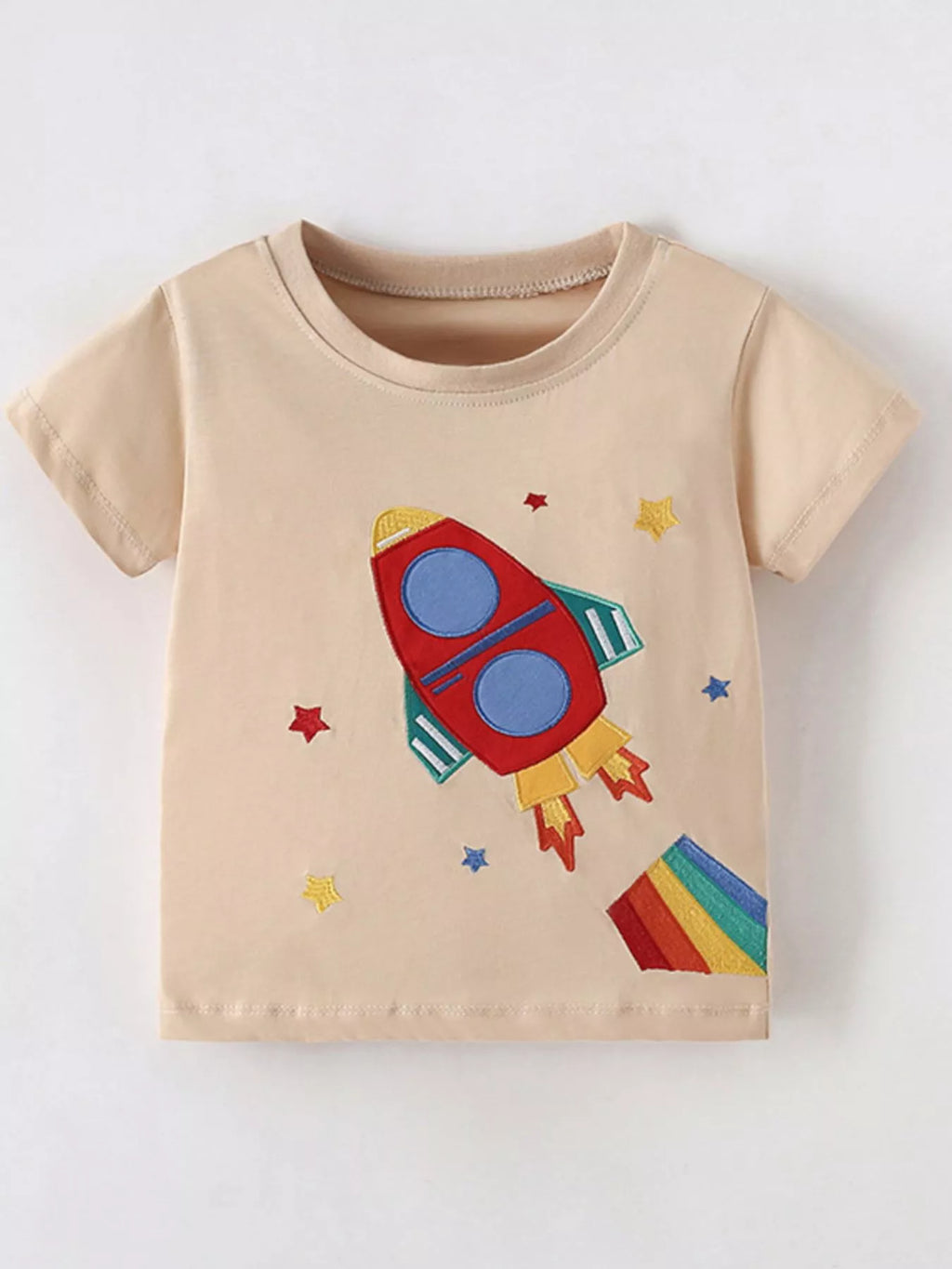 women's children's rocket embroidered short sleeve t-shirt - styled view