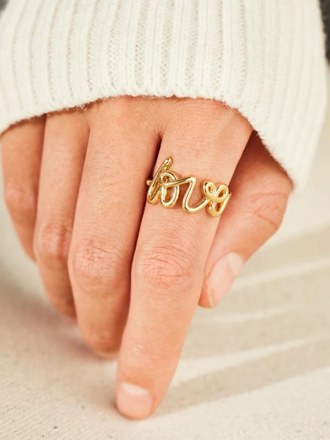 ring sets timeless bridal jewelry LOVE 18K Gold-Plated 925 Sterling Silver Ring in Gold, size 7, 8, 6, 9, shown in angled view highlighting gemstone detail